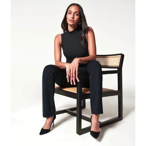 Spanx Trousers The Perfect Pants Slim Straight Ankle Crop Ponte Black Petite M - Picture 1 of 11